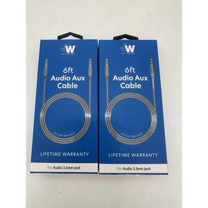 2 Pack 6 Ft Audio Aux Cable For Audio 3.5 mm Jack Nylon Braided Gray